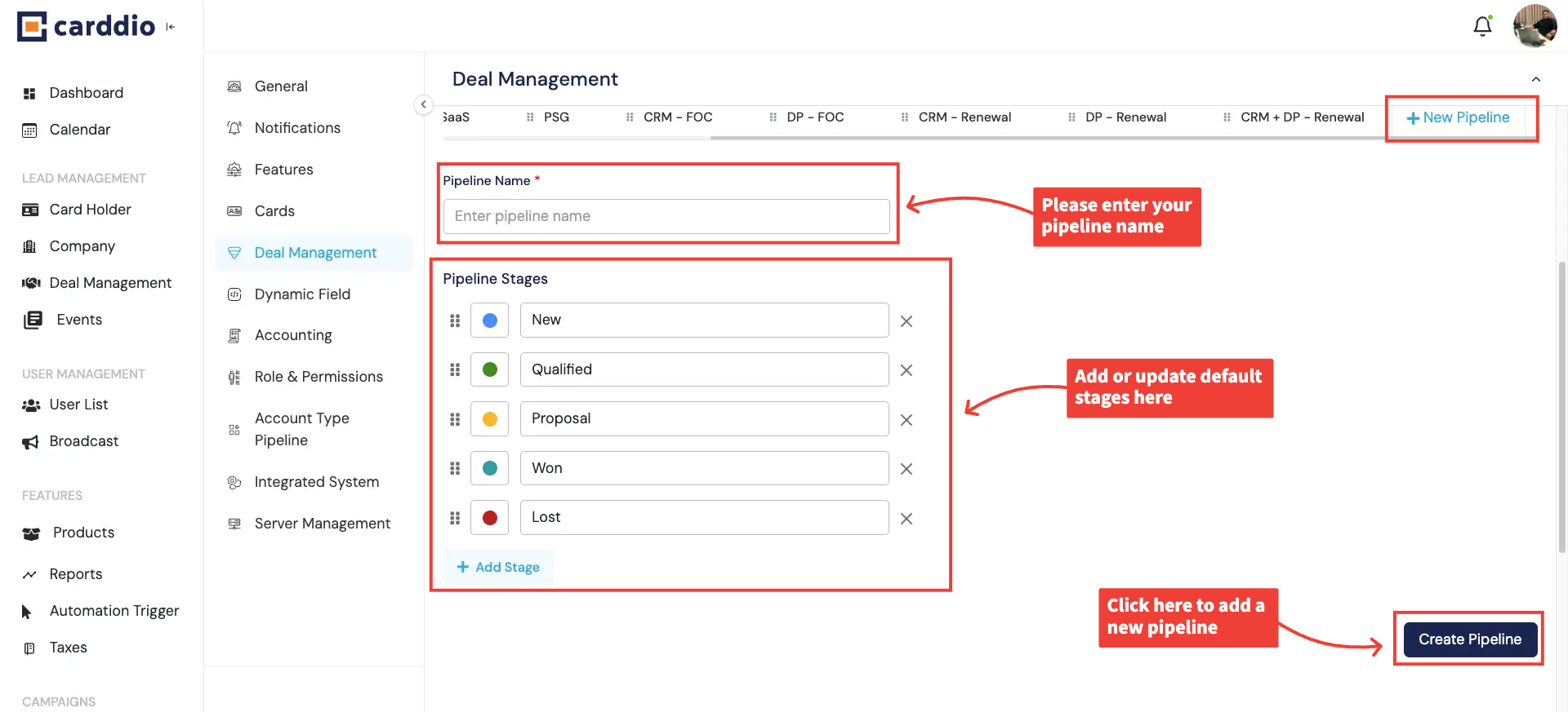 Create New Deal Pipeline
