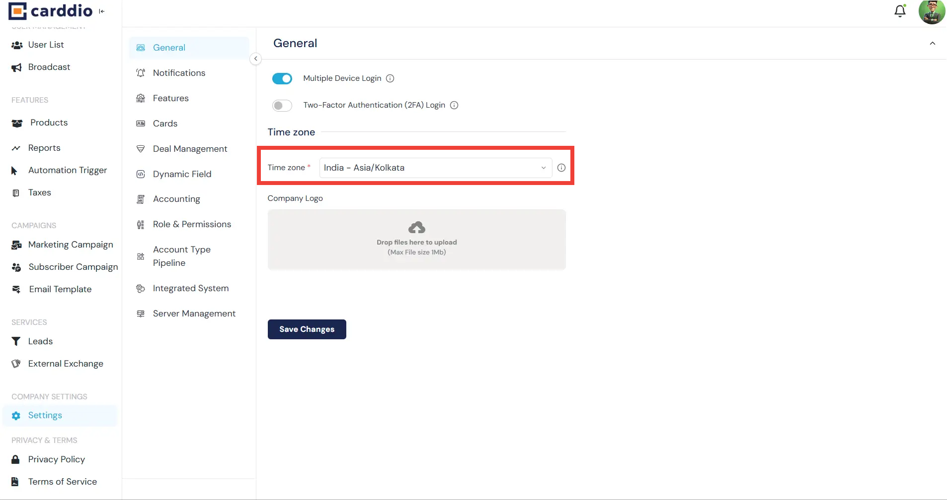 Select Time Zone Dropdown