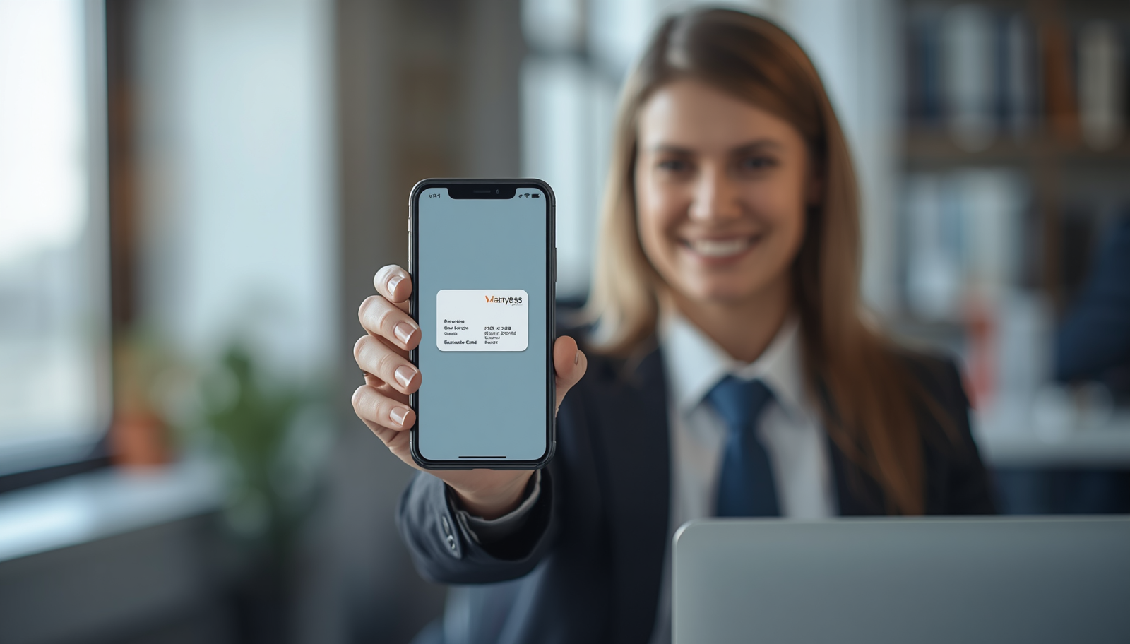 Customizable corporate digital business card on smartphone