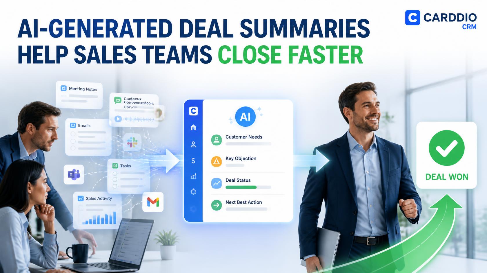 AI-generated deal summary helping sales teams identify customer needs and close deals faster