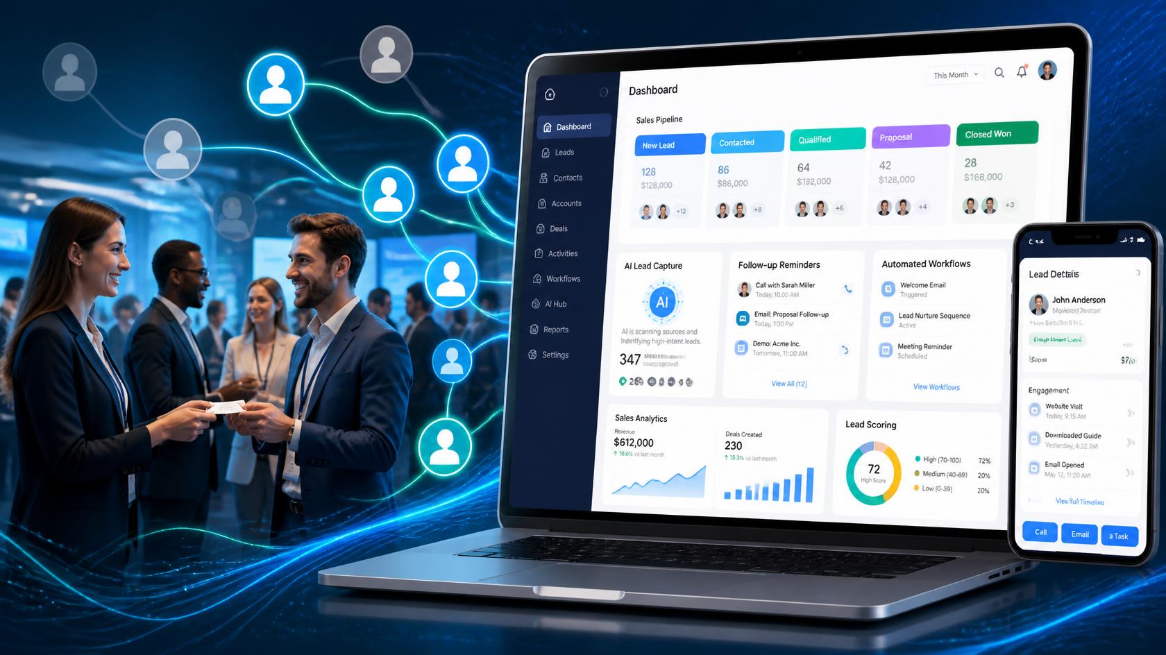 CARDDIO CRM dashboard with AI-powered event lead management