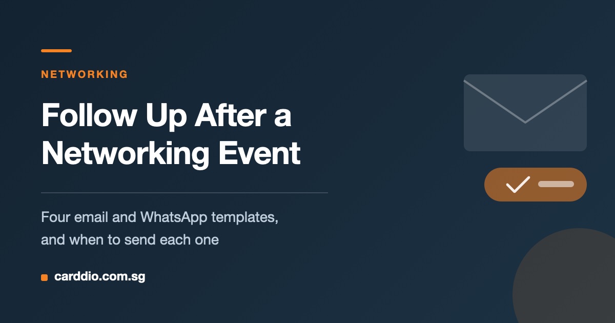 Email and WhatsApp templates for following up after a networking event - CARDDIO